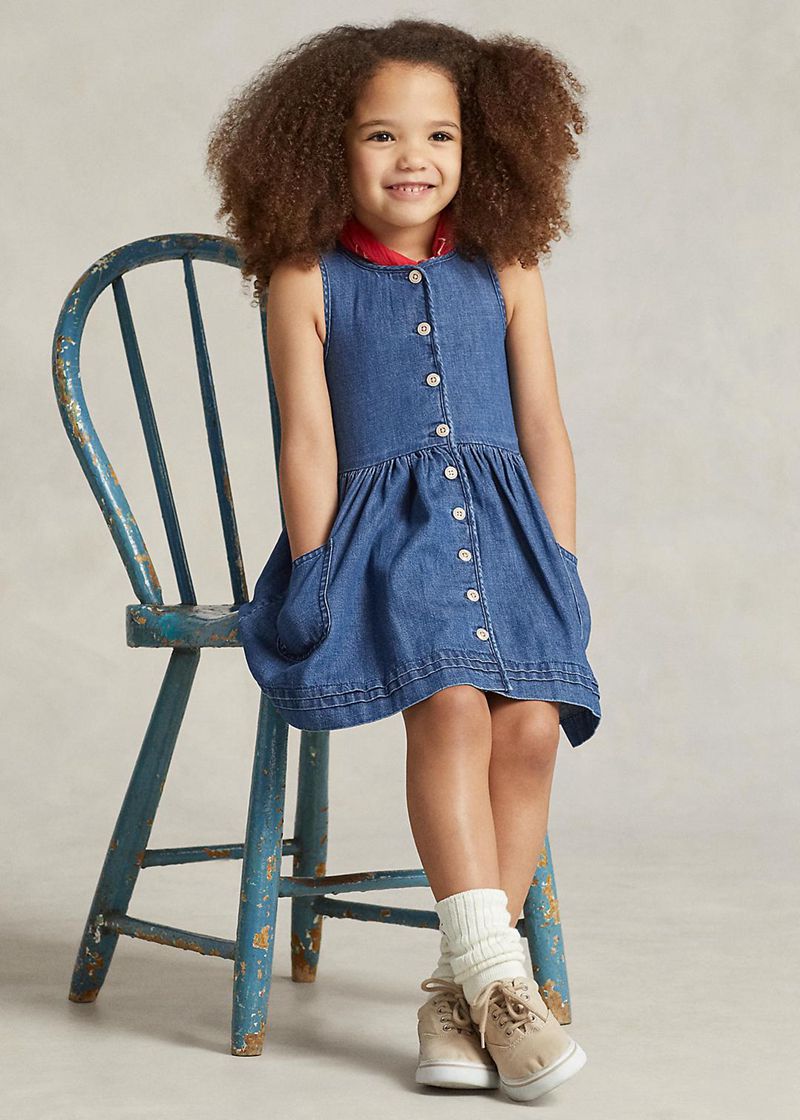 Vestidos Polo Ralph Lauren Niña 1.5-6.5 Años Cotton Denim Chile Azules DBRHX-8742